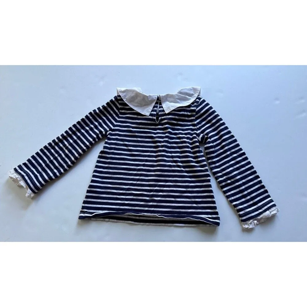 Janie and Jack Merchant Marine Striped Collared Top Girls 3 Nautical Cotton